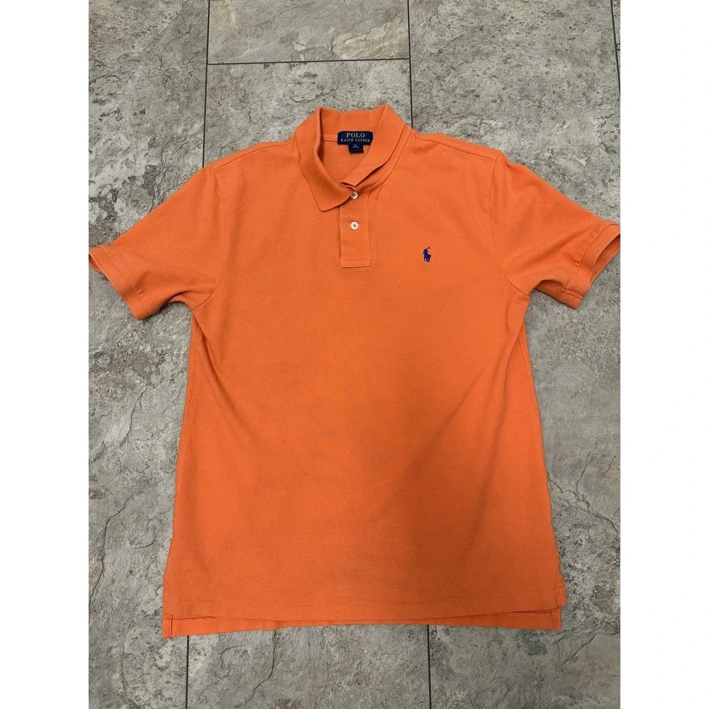 Boys Polo Ralph Lauren Shirt XL 18-20 Orange Blue‎ Horse READ DESCRIPTION